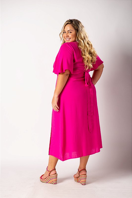 Vestido Bia Cor Pink Com Manga