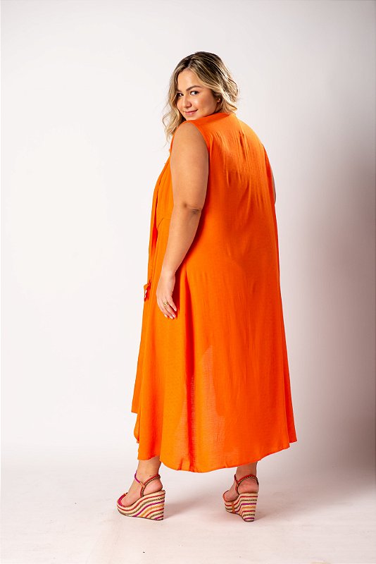 Vestido Bia Cor Laranja Sem Manga